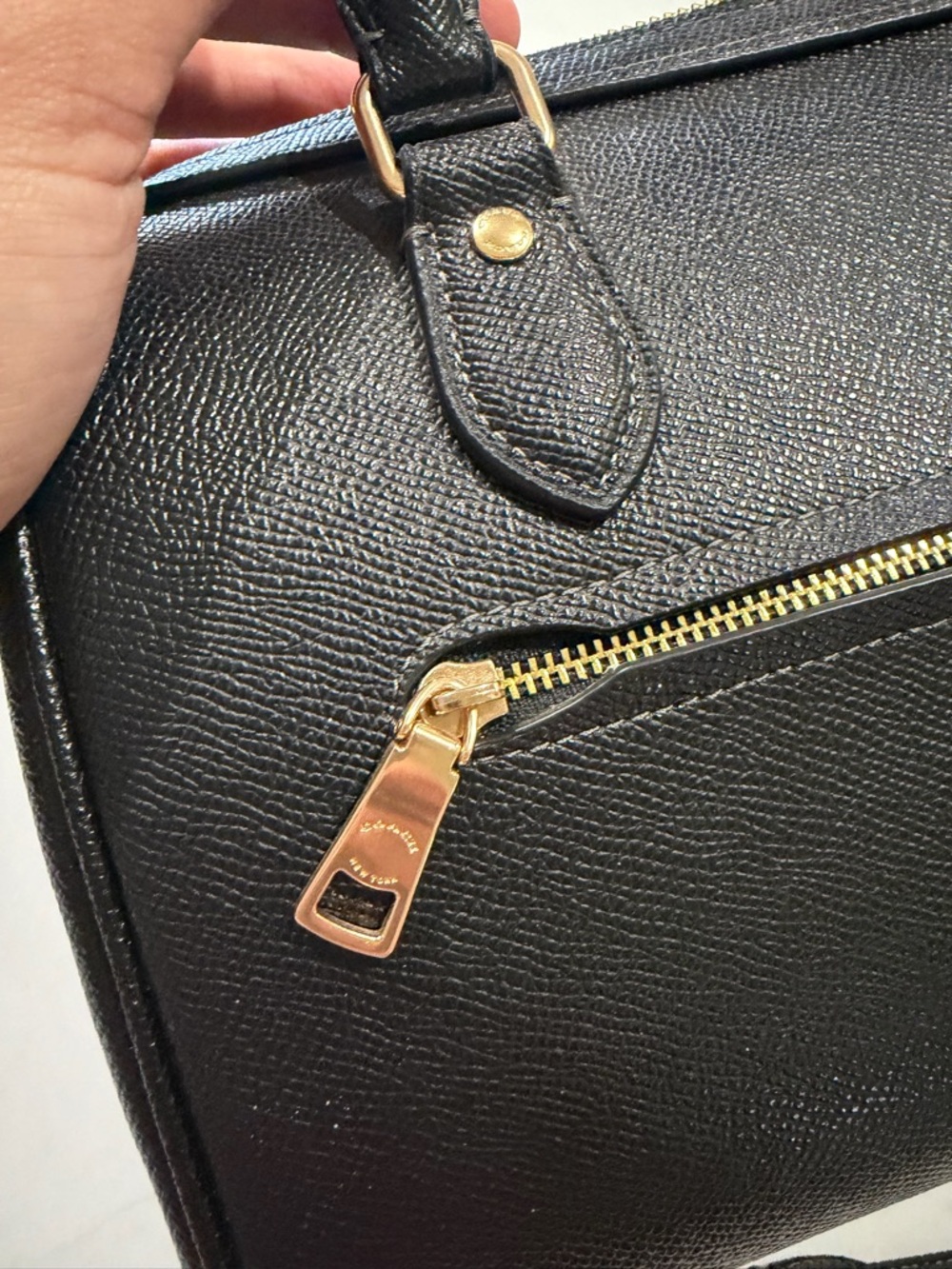 Coach Black Pebbled Leather Satchel with Gold Hardware - Picture 9 of 13